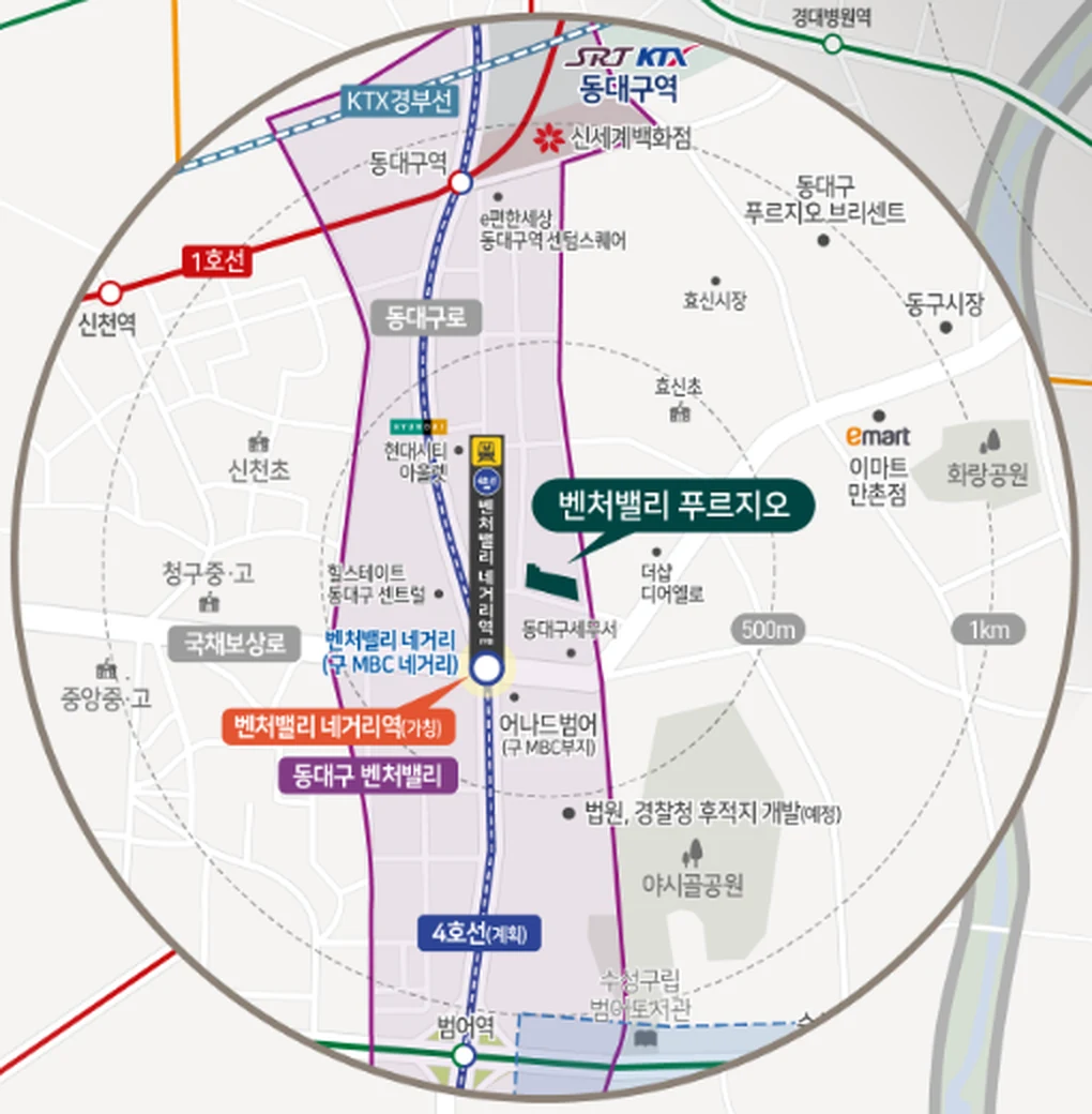 벤처밸리 푸르지오 주변 지역도